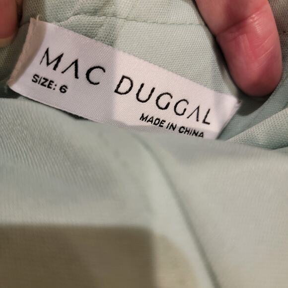 Mac Duggal 20530 Sage Green Feather Ruffle Strapless Ball Gown Dress Size 6 - Picture 12 of 14